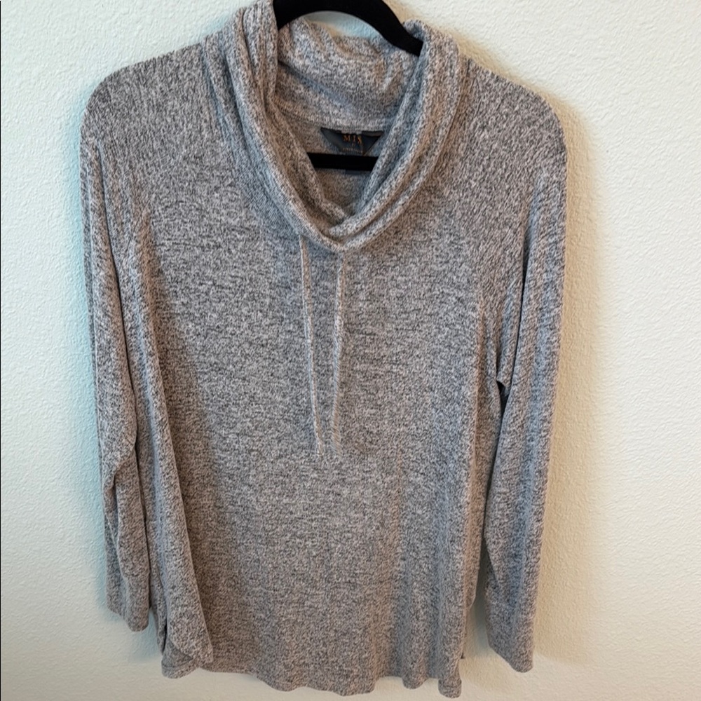 Gray Cowl Neck Sweater with Relaxed Fit